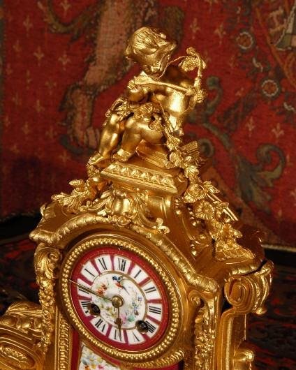 fig 3. ***** SOLD ***** Stunning Sevres Porcelain and Gilt Metal Boudoir Clock.